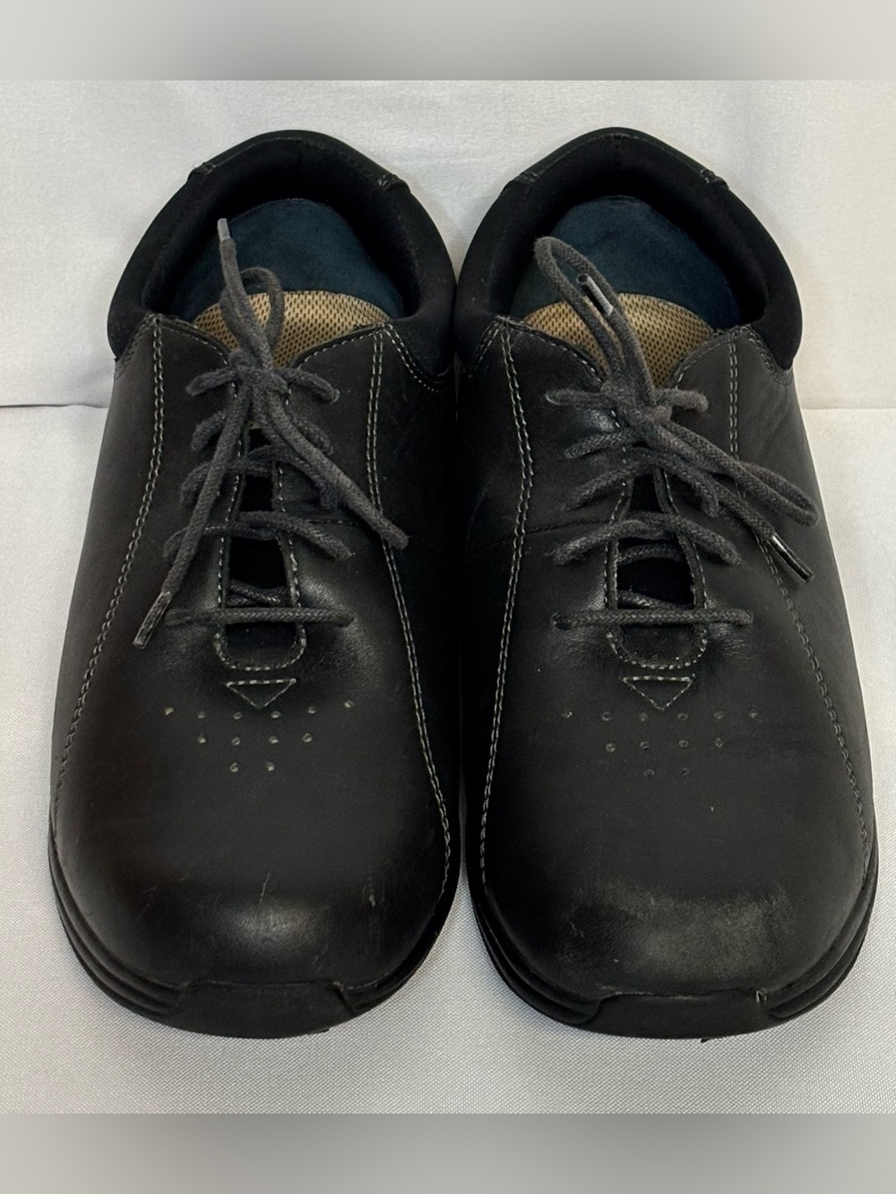 DREW Women's Black Leather Lace-Up Orthopedic Therapeutic Comfort Shoes 8.5 Wide